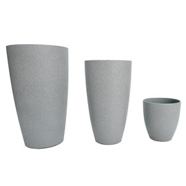 24,21,11 Inch Large Plastic Planters with Drainage Hole and Saucer - Set of 3 Tall Plant Pots Indoor Flower Pot Tall Round Planters Outdoor Large Tall Planter