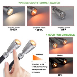 BIGLIGHT LED Hals Leselampe, Buch Licht zum Lesen im Bett, Umhängelampe mit Biegbare Arme,Wiederaufladbares Bernsteinlicht zum Lesen,Handarbeitslampe,Stricklicht mit einstellbarer Helligkeit(Silber)