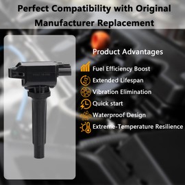 UF822 OEM Ignition Coil - Compatible with 2016 Scion iA,2019 Toyota Yaris, Yaris iA 2017-2018 - 1.4L L4 - Replaces # ‎PE2018100 UF656 PE0118100A