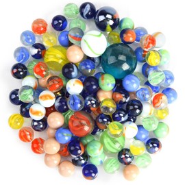 HAKACC 66 PCS Glass Marbles, 3 Sizes Assorted Colors Round Marbles Toy, Variety of Patterns Marbles Bulk for Kids Marble Games, DIY and Home Decoration