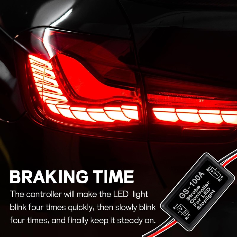 wuyaoyao 2PCS GS-100A Brake Light Flasher Strobe, 12V-16V LED Tail