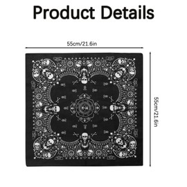 Black Bandana Skull Bandana, Head Scarf Pirate Bandana with Double-sided White Skull Design, Adult Unisex Neck Warmer Novelty Bandanas for Men Women Adult