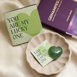 Gemanifest Green Aventurine Heart Crystal and Bracelet Valentines Day Gift Set for Growth Prosperity and Success Thoughtful Gifts for Manifestation Relationships Engagement Pocket Healing Crystals