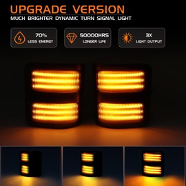 FetonAuto LED Switchback Side Mirror Turn Signal Light For 2008-2016 Ford F250 F350 F450 F550 Super Duty Amber DRL and Sequential Dynamic Signals, Smoked Lens