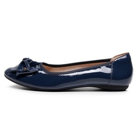 VenusCelia Women's Bows Dance Flat Shoes (9 M US,Navy Patent)