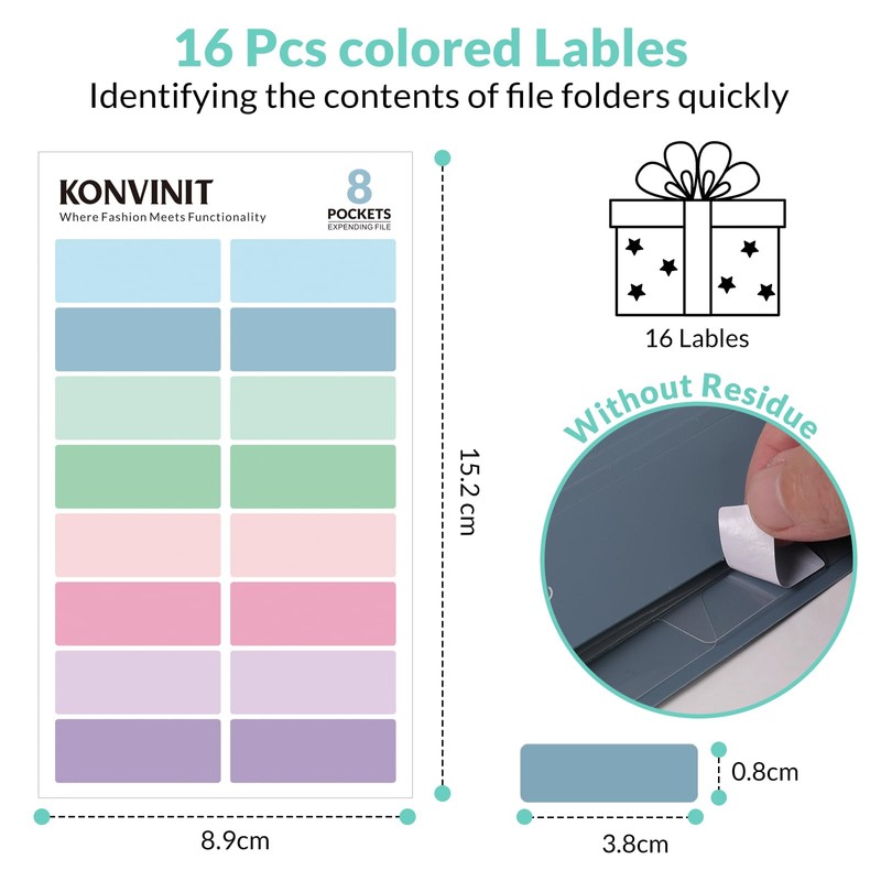KONVINIT Document Folder A4 Document Bag Coloured Expanding Folder A4