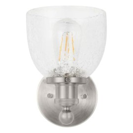 6 in 1 Light Brushed Nickel Industrial Indoor Wall Sconce with Clear Seeded Glass Shade for Living Room, Bedroom, Kitchen