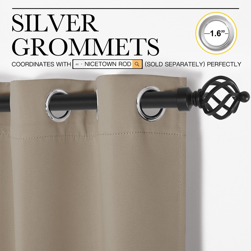 NICETOWN NICETOWN Window Curtain Panels, Thermal Insulated Solid Grommet Blackout