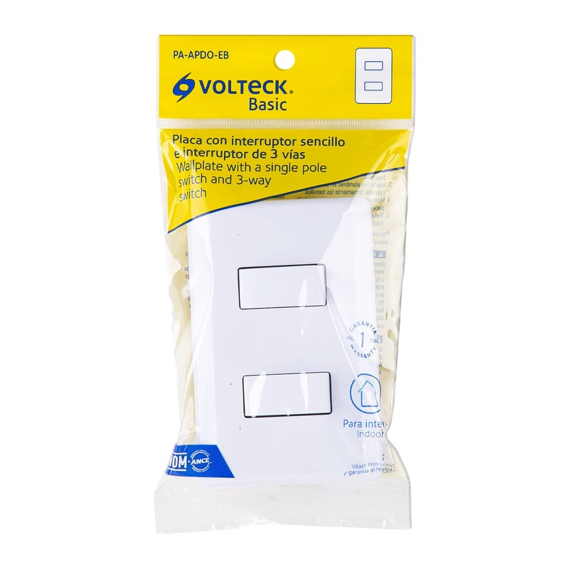 Volteck Basic PA-APDO-EB, Placa armada 1 interruptor sencillo y 1