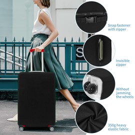 Yotako Suitcase Cover Protectors Luggage Cover Fits 20 24 28 30 Inch, 100%black, 20inch, Elastic No Zipper