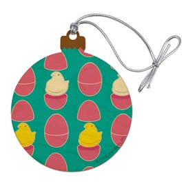 GRAPHICS & MORE Peeps Hatching Out of Plastic Easter Eggs Pattern Wood Christmas Tree Holiday Ornament