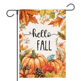 OPULANE Fall Garden Flag 12x18 Inch Double Sided Autumn Leaves Pumpkins Seasonal Welcome Flag for Holiday Outside Yard Outdoor Decoration