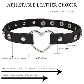 MINGSUN Heart Leather Choker Black Punk Goth Choker Necklace Fashion Choker with Bling Rhinestone for Women
