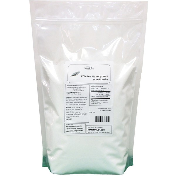 NuSci Pure Creatine Monohydrate Crystalline Powder 80 mesh 2270 Grams