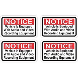 StickerTalk Vehicle Equipped with Recording Equipment Vinyl Stickers, 4 Stickers, 2.5 inches by 1.5 inches Each