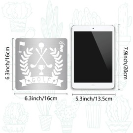 GORGECRAFT Golf Stencils Golf Club Sports Theme Metal Template Stainless Steel Stencil for Painting on Wood Burning Wall Canvas Fabric Pyrography Engraving Scrapbooking 6.3x6.3inch