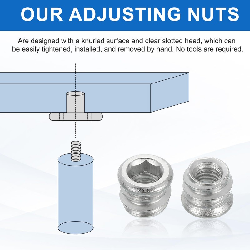 sourcing map 8Pcs Threaded Inserts Nuts, M6x10mm Hex Socket Drive