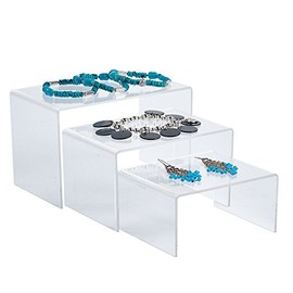 SSWBasics 4 inch Rectangular Nesting Clear Acrylic Display Risers