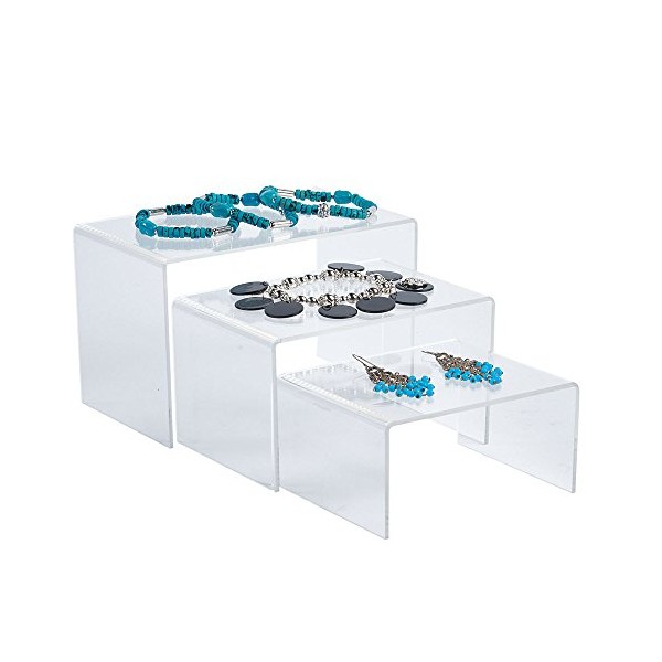 SSWBasics 4 inch Rectangular Nesting Clear Acrylic Display Risers