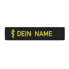 Copytec #38408 Patch Name Plate Black Askulap Stick Doctor Emergency Doctor Snake with Name