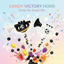 4-Count Set Cheering Horn With Candy, Soccerball-Shaped Hard Candy Storage