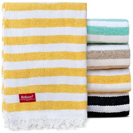 Bodysurf Striped Mexican Blanket, Outdoor Blankets and Throws, Mexican Blankets and Throws, Yoga Blankets, Falsa Blanket, Modern Throw Blanket, Striped Throw Blanket, Woven Blanket, Warm Throw Blanket - Color: Yellow