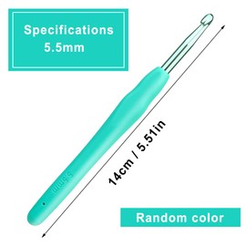 kgxulr 5.5 mm Crochet Hook, Aluminum Soft Grip Rubber Handle Needles Ergonomic Knitting Needles Crochet Needle for Beginners and Handmade DIY Knitting Crochet (5.5 mm)