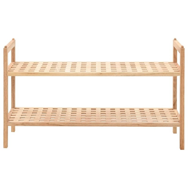 vidaXL Solid Walnut Wood Shoe Rack - 27.2"x10.2"x15.7" Beige 2