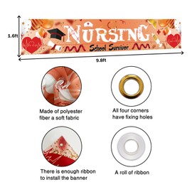 Banner grande de supervivientes de la escuela de enfermería, BSN/RN Banner de patio, decoración de fiesta de graduación de enfermera, felicitaciones, enfermera, graduación 2023, al aire última intervensión, interior (10 x 1 pies)