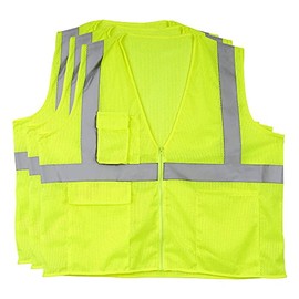 J. J. Keller & Associates, Inc. 3-pk. 4XL/5XL Type R Class 2 Safety Vest - High Vis Lime, SAFEGEAR