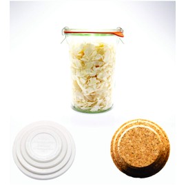 Weck Canning Jar 743-3/4 L Weck Mold Jars made of Transparent Glass - Eco-Friendly Canning Jar - Food Storage Containers with Lids Airtight – 1 Jar with Cork Lid and Keep Fresh Cover