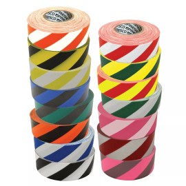 Presco Stripe Roll Flagging Tape: 1-3/16 in. x 50 yds. (Neon Pink/White Stripe)