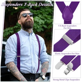 The Fancy Dress® Unisex Adult Child Adjustable BRACES SUSPENDERS Slim Trouser Belt Y Clip On Fancy Dress Mens 25 mm with Strong Metal Clip (Purple)