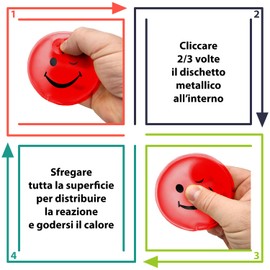 Leddy Living Hand Warmers, Pack of 2, Hand Warmers, Pocket Warmers, Reusable, Made of PVC for Cold Days, Hiking, Outdoor Evenings in Autumn and Winter (SMILE RED)