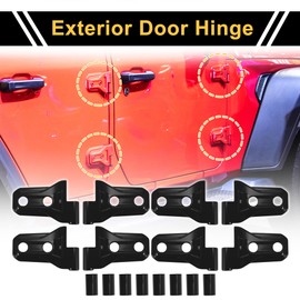 REPAIROCK 1 Set Door Handle Hinge Cover Trim for Jeep Wrangler JL JLU 2018-2023 for Jeep Gladiator JT 2020-2023 Exterior Door Hinge Cover Trim Sticker Decal ABS Black