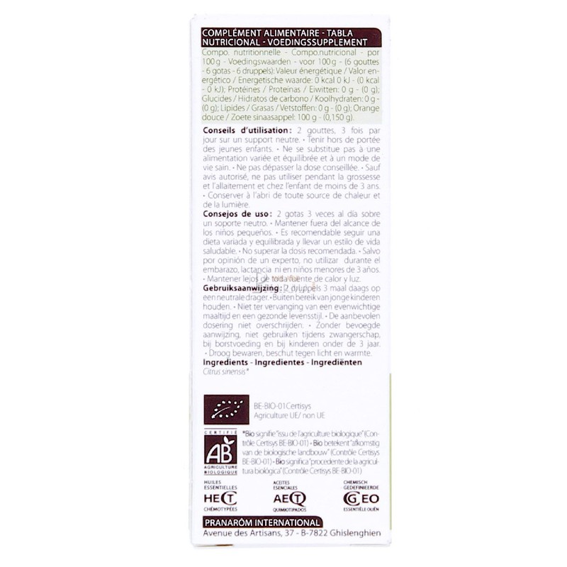 Pranarom Orange Sweet BIO 0.3 fl oz (10 ml) (PRANAROM