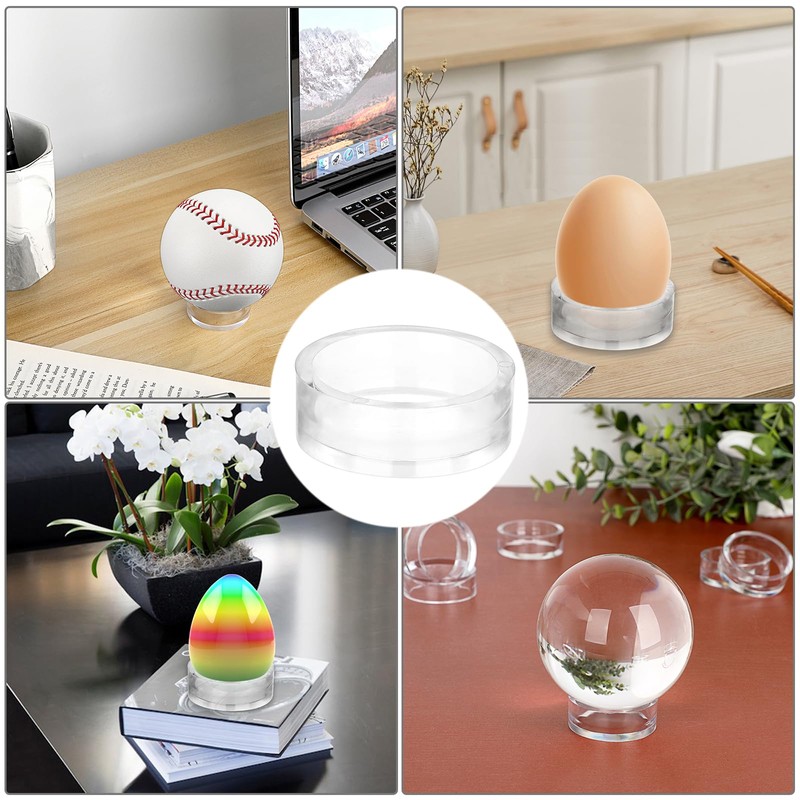 BTSKY 12Pcs 45mm Transparent Sphere Round Stands Baseball Holders -
