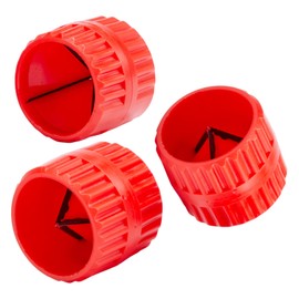 3 Pcs Red Inner-Outer Reamer Pipe Tube Deburring Copper Reamer Tubing Chamfer Tool for PVC/PPR/Copper/Brass/Aluminum Tubes of 3/16-inch to 1-1/4-inch