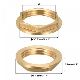 TA-VIGOR 2Pcs G1 Flange Lock Nuts, Brass Female Thread Hex Lock Nut Pipe Fitting with Flange for Plumbing Fixed