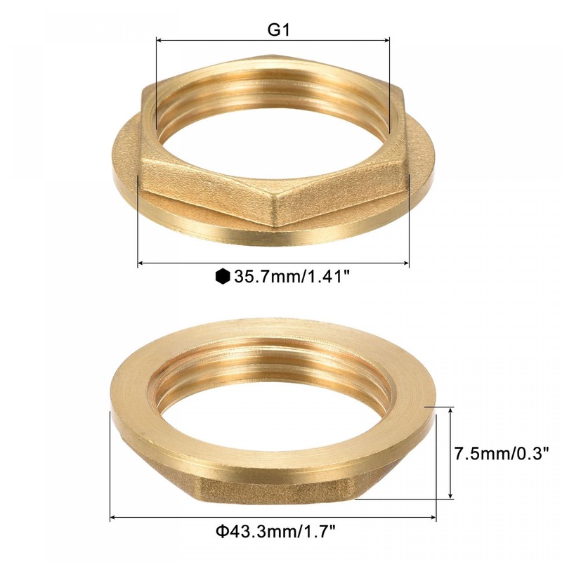 TA-VIGOR 2Pcs G1 Flange Lock Nuts, Brass Female Thread Hex