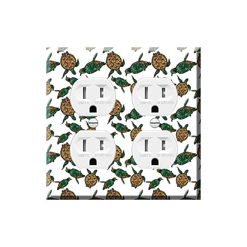 Double Duplex Outlet Cover Wall Plate - Decoratortive Sea Turtle