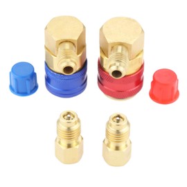 R134a Quick Coupler, HZ-MONSTAR Connector, High Pressure Low Pressure, 2-Pack, Quick Joint for Car Air Conditioner, Gas Charge, Quick Adapter, with Cap, Conversion Adapter, 1/4" SAE Female, 1/2" ACME