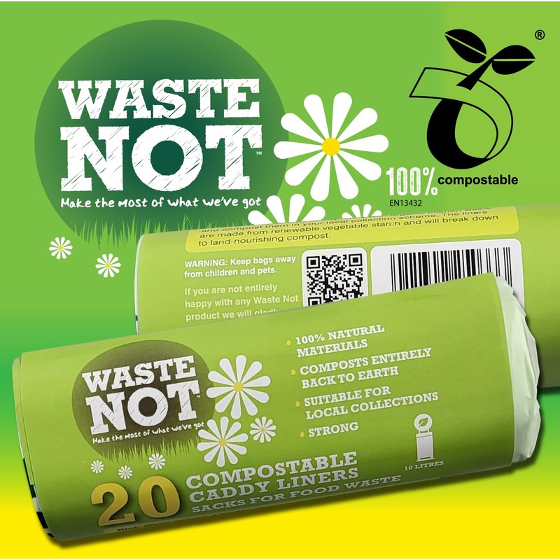 Waste Not BPFL8 Waste Not Compostable Caddy Liner 10l Roll