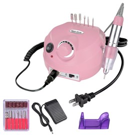HeyJiaYu Electric Nail Drill Art File Machine Kit 30000RPM with 6 Bits Kit Professional Nail Drill Set Hand Foot Care Tool for Nail Grind Trim Polish for Manicure Salon and Home Used (Pink)