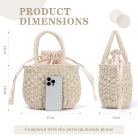 EVEOUT Women's Straw Handbag Top-Handle Bags Girls Summer Woven Straw Basket Bag Clutches Beach Vacation Bag