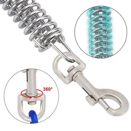 Xshelley Diameter(5 mm) Dog Tie Out Cable-5 m Heavy Duty Dogs Chain with Shock Absorbing Spring-Yard Camping Outdoor Sturdy Lead for Small to Large Dog Up to 150kg