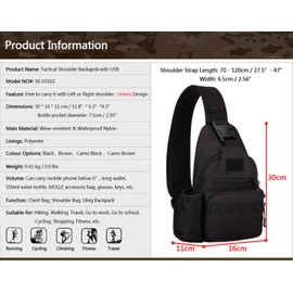 BAIGIO Sling Bag Small Tactical Crossbody Chest Pack for Men Women Military EDC Shoulder Bags with Water Bottle Holder