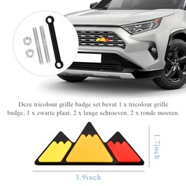 Yourkar Front Grille Badge, Classic Retro Tri-Color Stripe Automotive Mesh Grille Label Emblem, Decorative Decal Badge Compatible with Tacoma 4Runner,