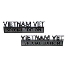 BYOBYO 2PCS Vietnam Vet Special Edition Emblem 3D Letter Car Decals, Metal Car Sticker, Fender Badge Stickers Decals 3.9inch Car Badges for Vehicle, Car, Truck, SUV