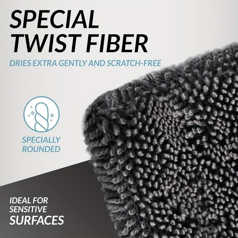 1200GSM Microfiber Car Drying Towel, Double-Twist Loop, Ultra-Absorbent, Quick-Dry, Lint-